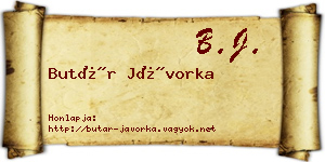 Butár Jávorka névjegykártya